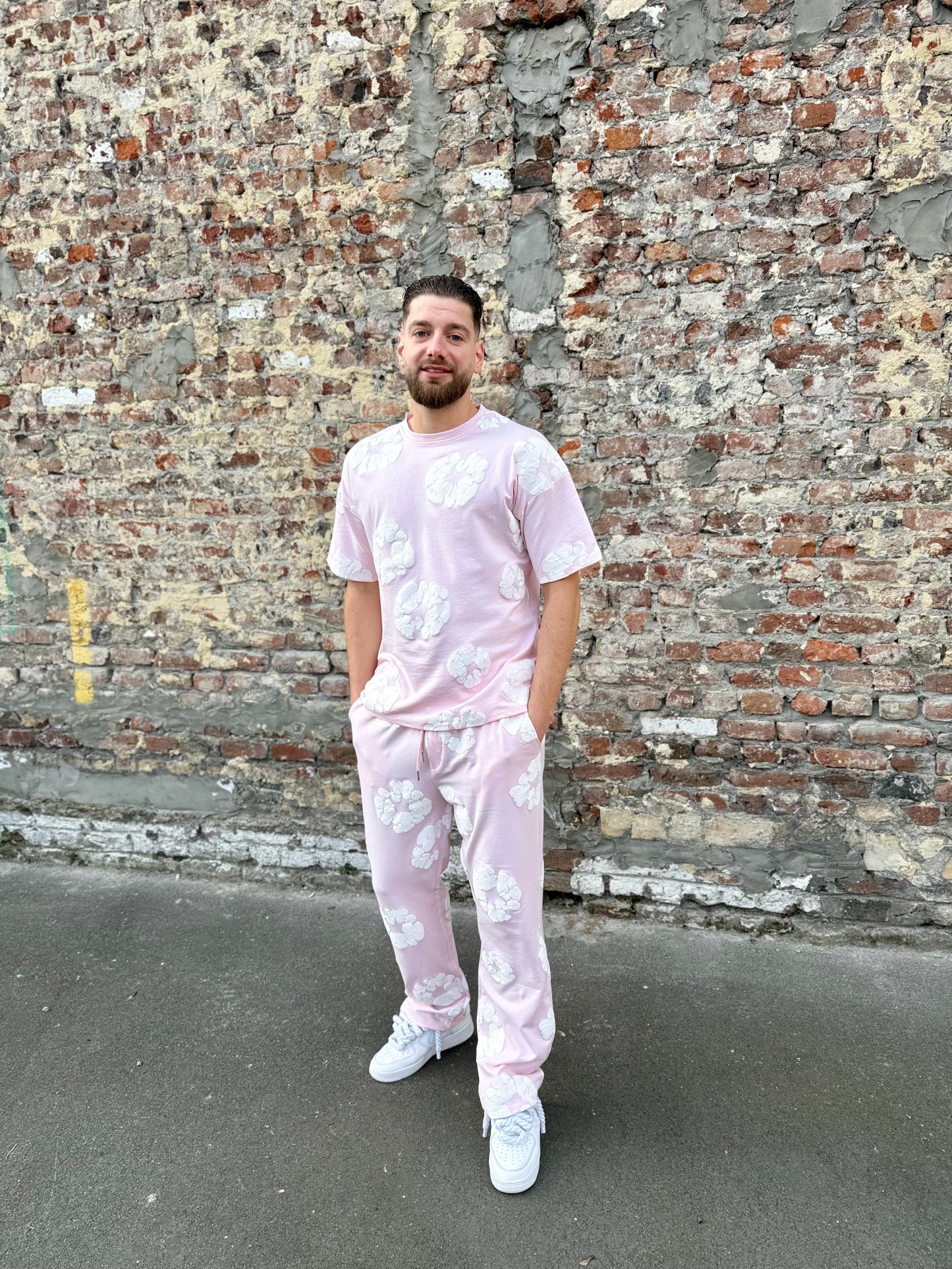 Ensemble t-shirt à fleurs rose