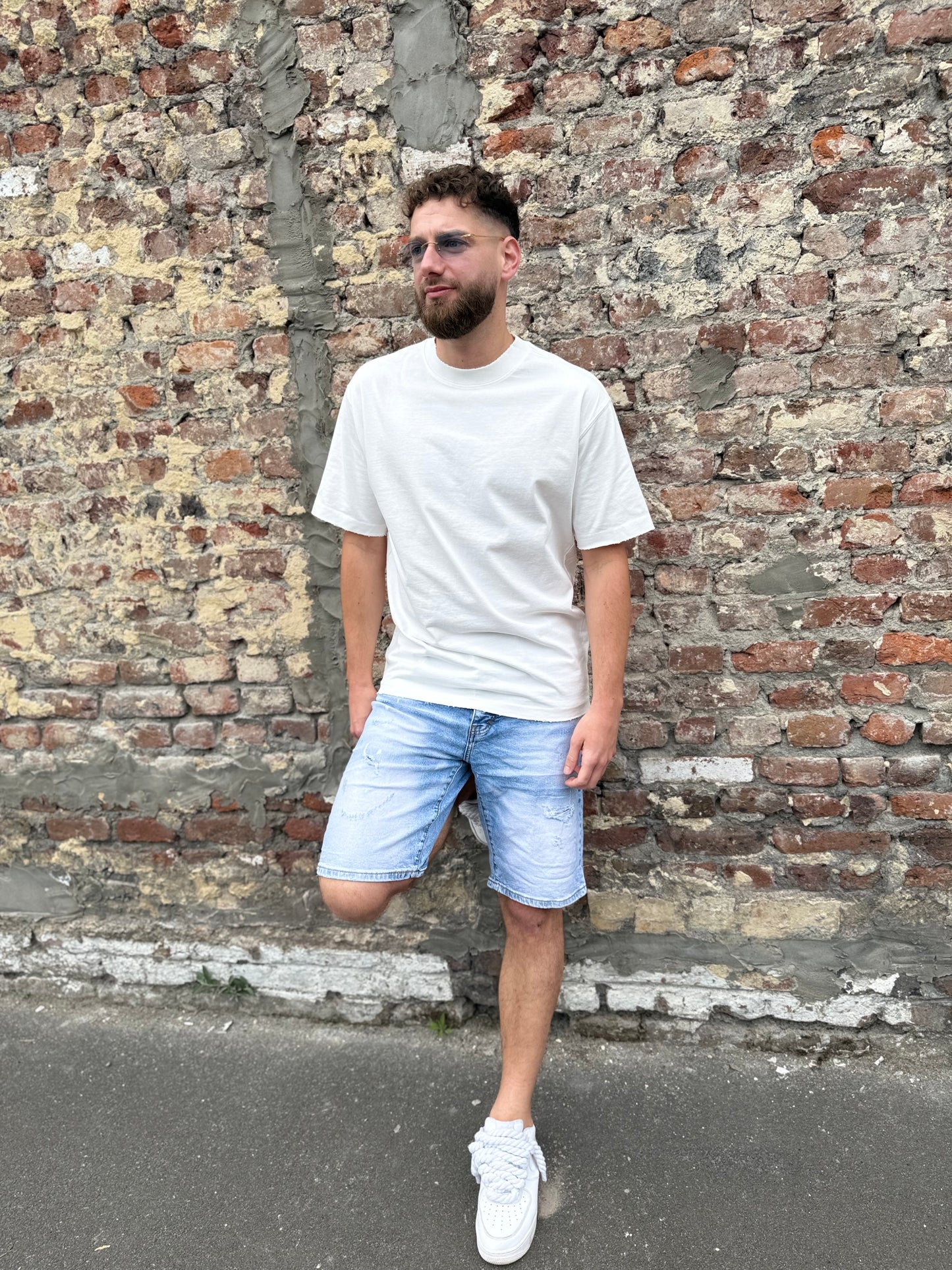 Short blue denim