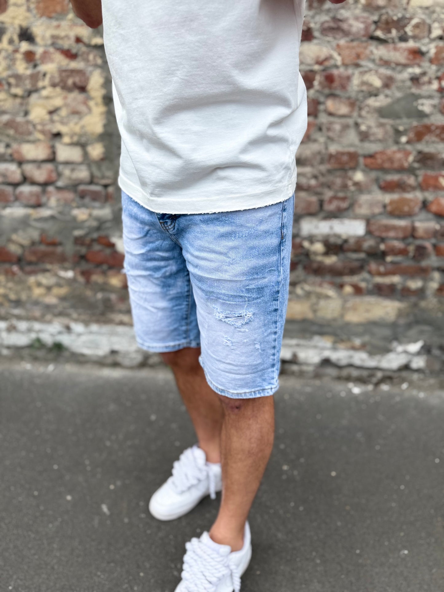 Short blue denim