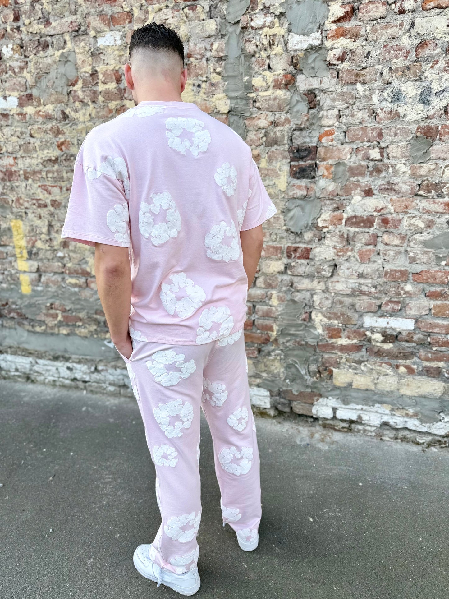 Ensemble t-shirt à fleurs rose