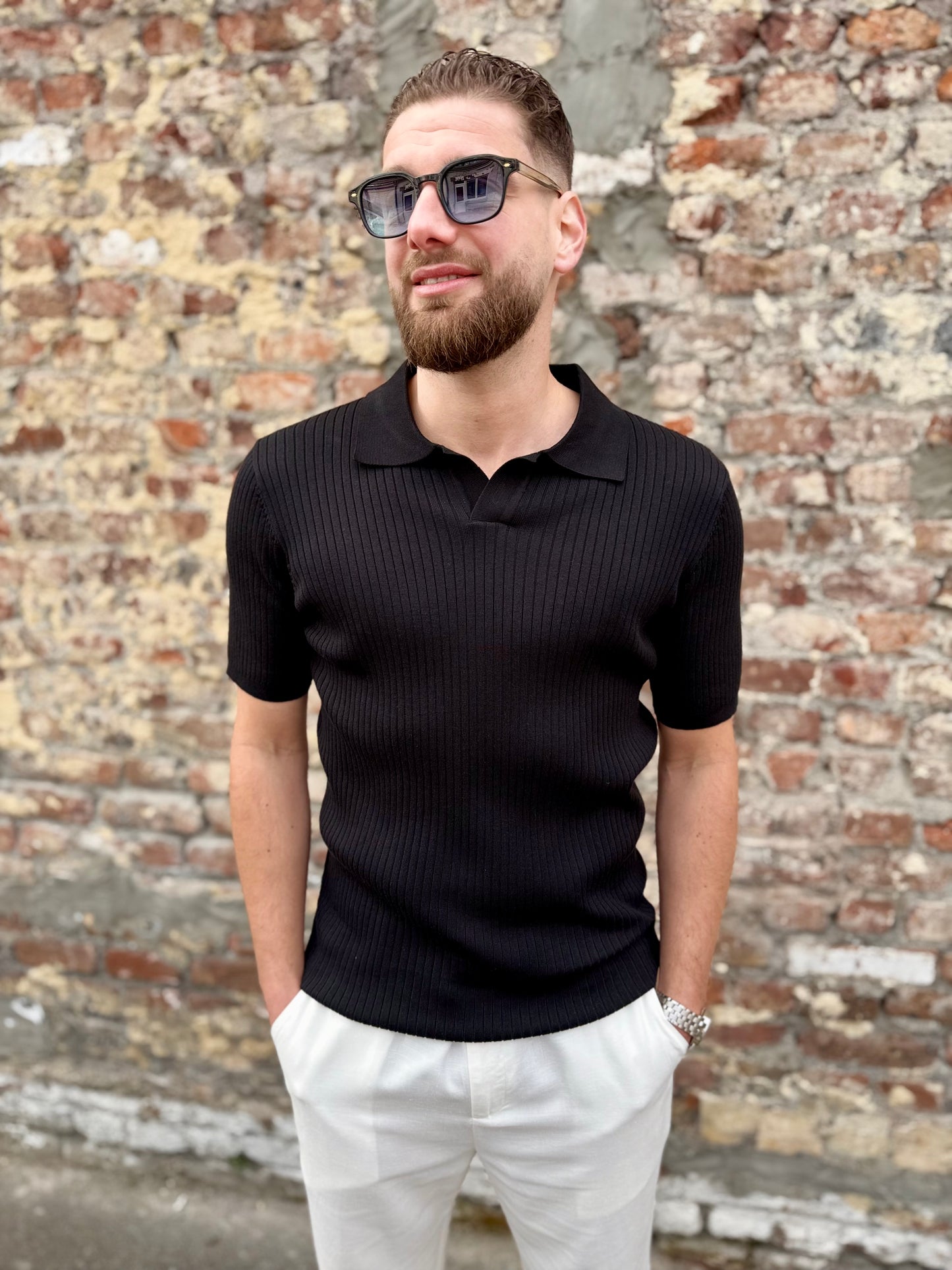 Polo manches courtes noir