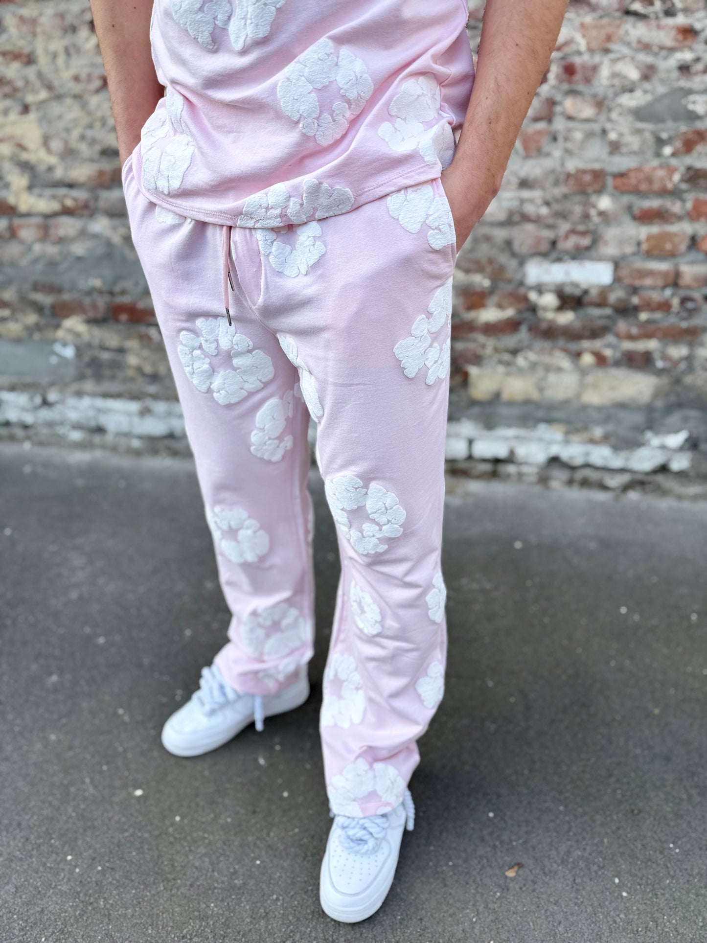 Ensemble t-shirt à fleurs rose