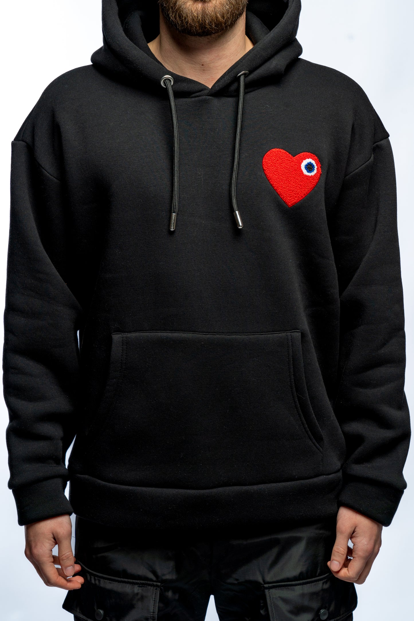 Hoodie coeur noir/rouge