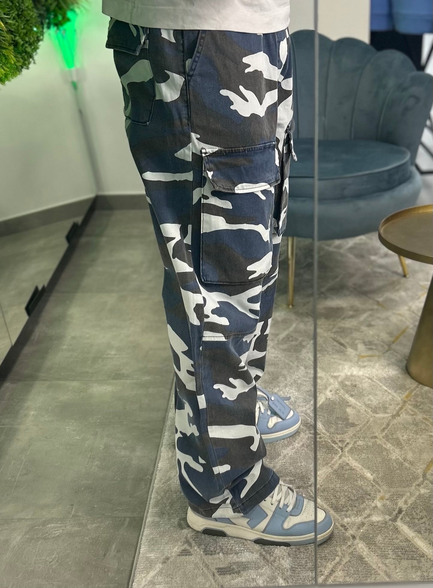 Cargo baggy bleu militaire