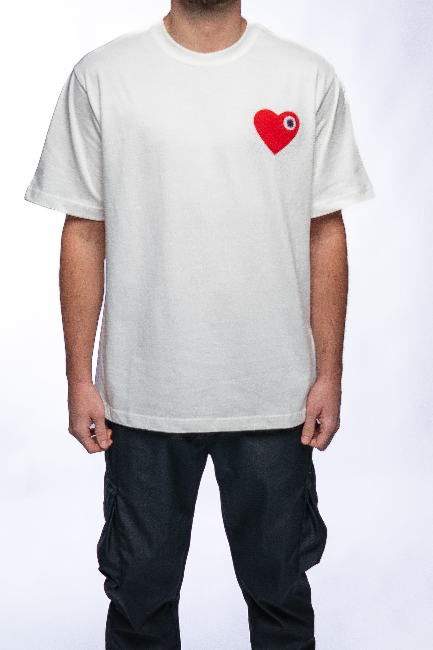 T-shirt coeur blanc/rouge