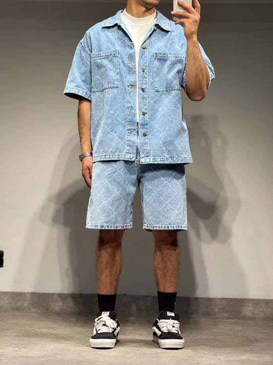 Ensemble chemise/short blue denim