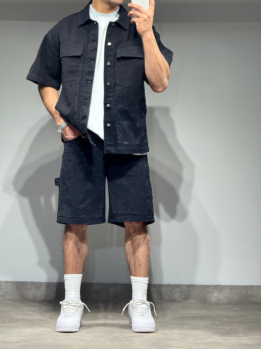 Ensemble chemise/short black denim