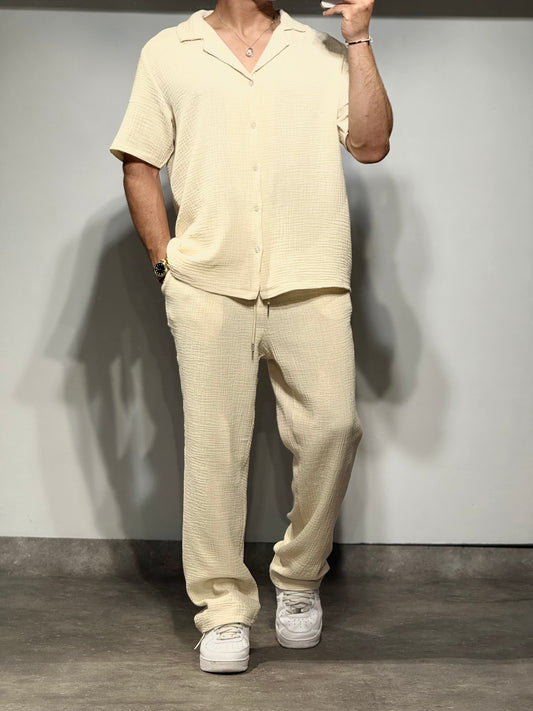 Ensemble chemise/pantalon beige