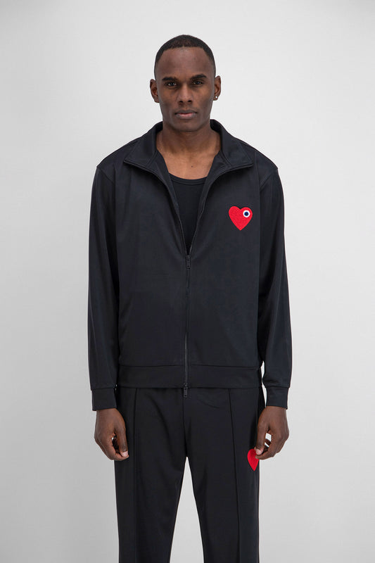Ensemble jogging noir coeur rouge