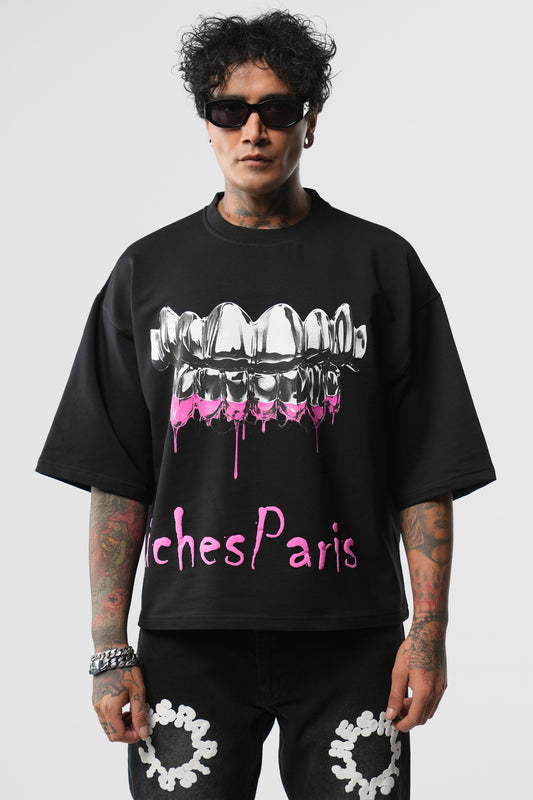 T-shirt Riches Paris noir « Silver teeth»