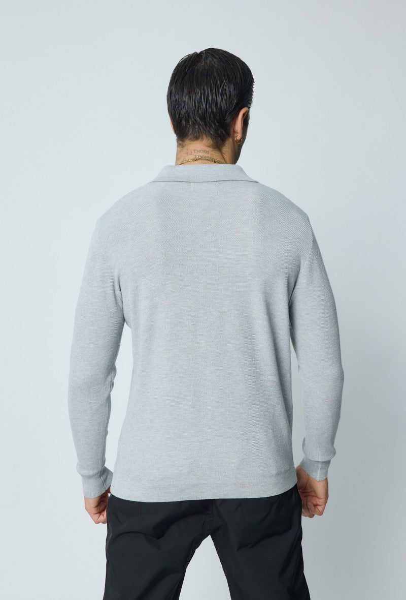 Polo longues manches gris