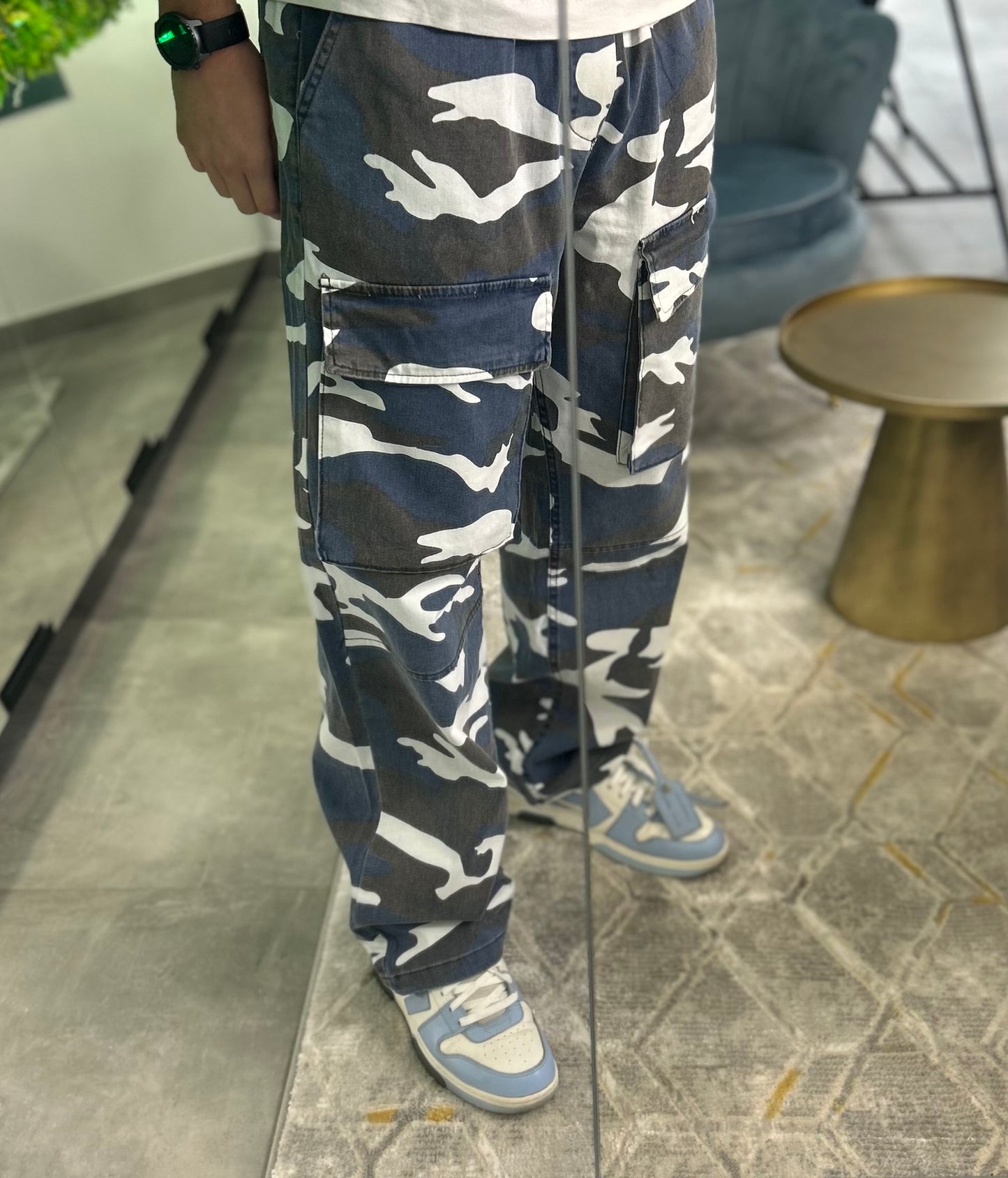 Cargo baggy bleu militaire