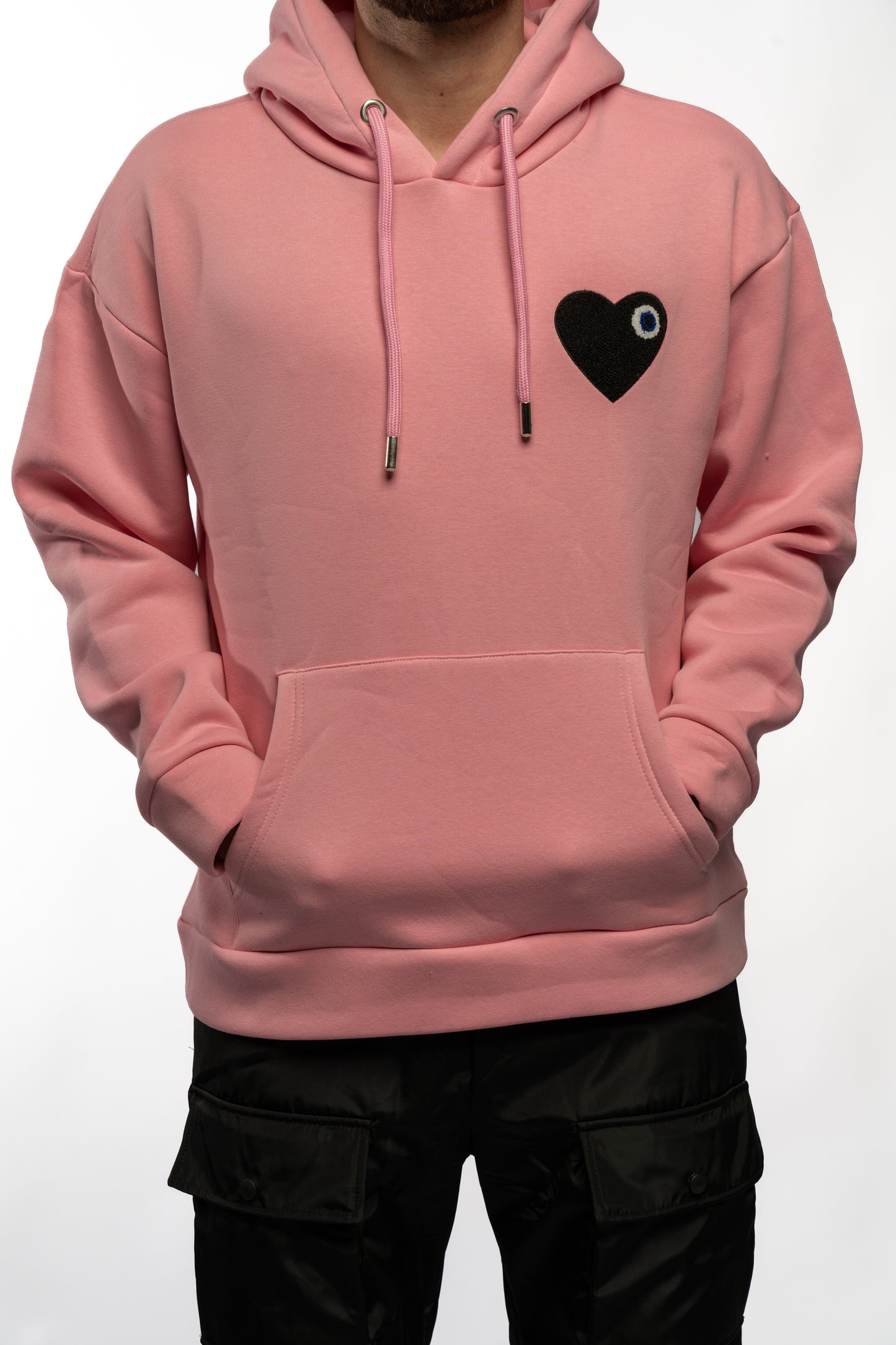 Hoodie coeur rose/noir