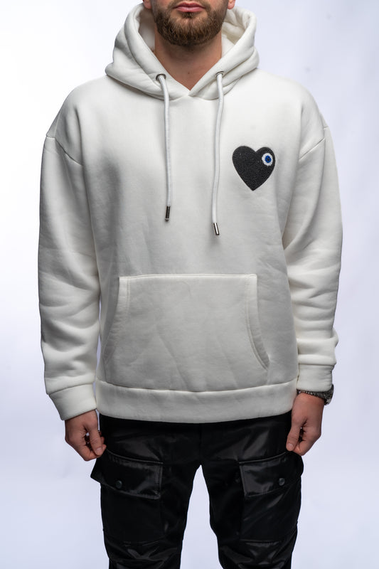 Hoodie coeur blanc/noir