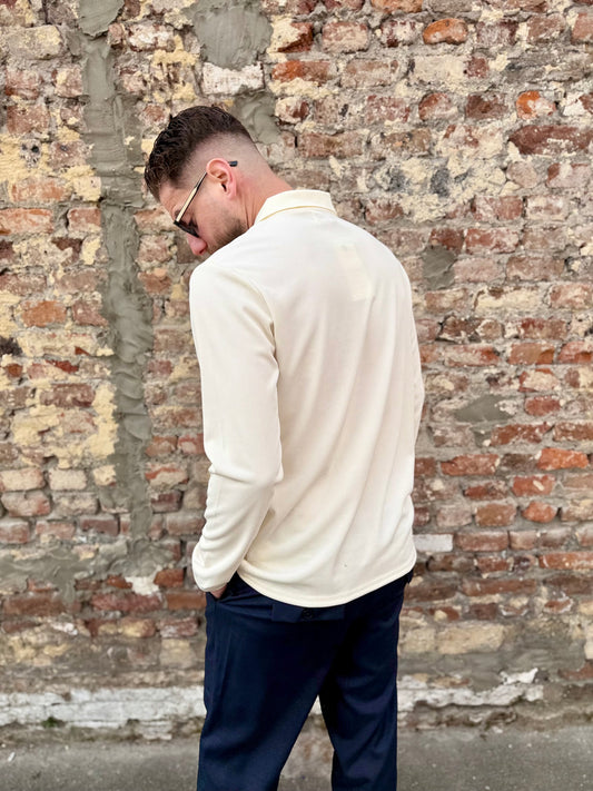 Polo longues manches zip crème