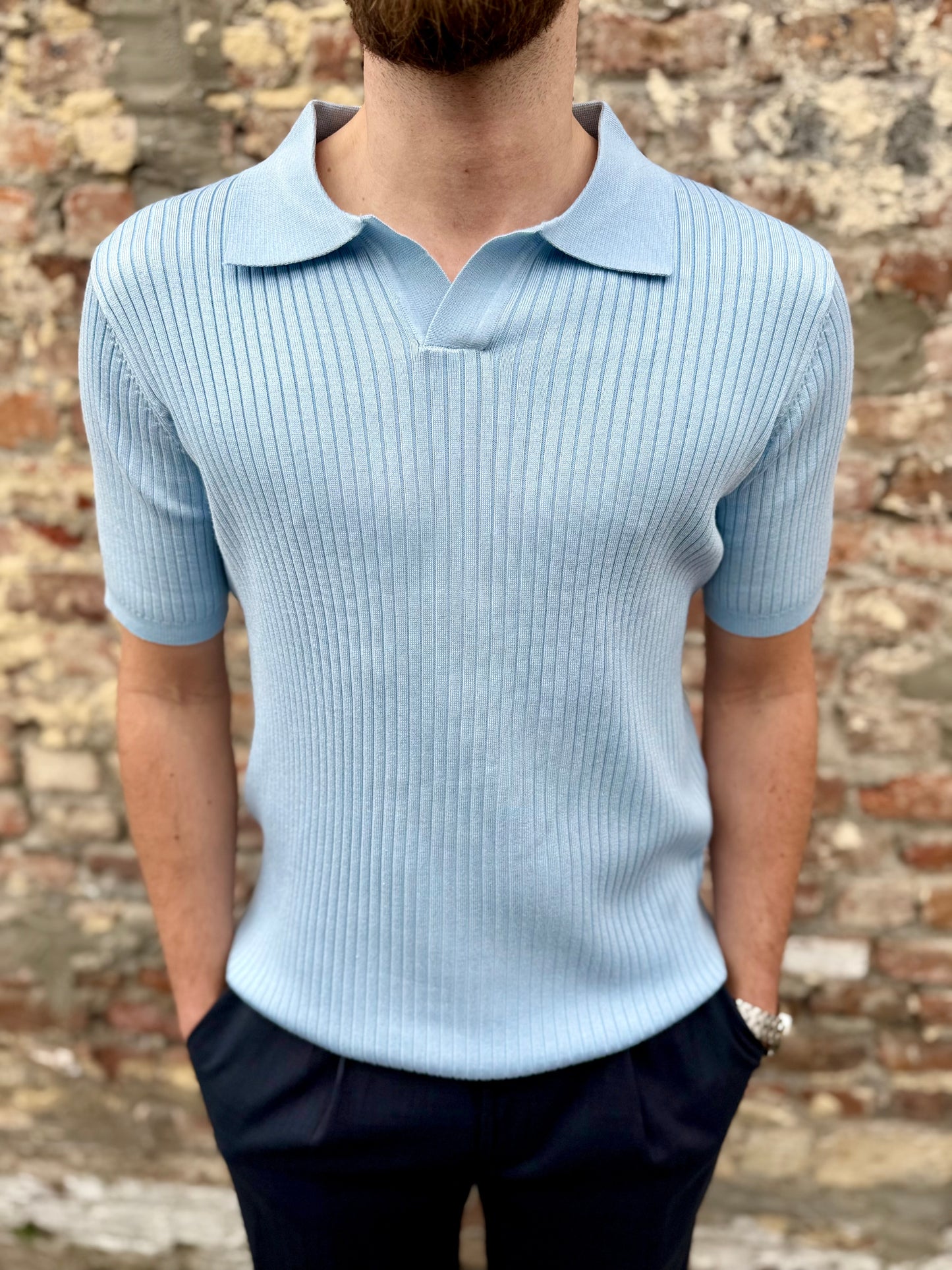 Polo manches courtes bleu ciel